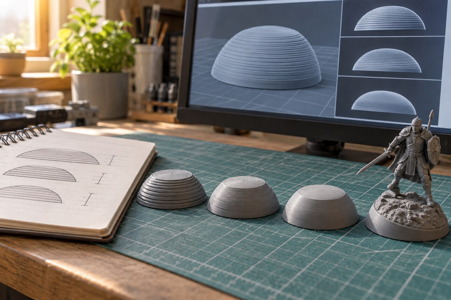 Illustration: Understand layer height on a curved miniature base